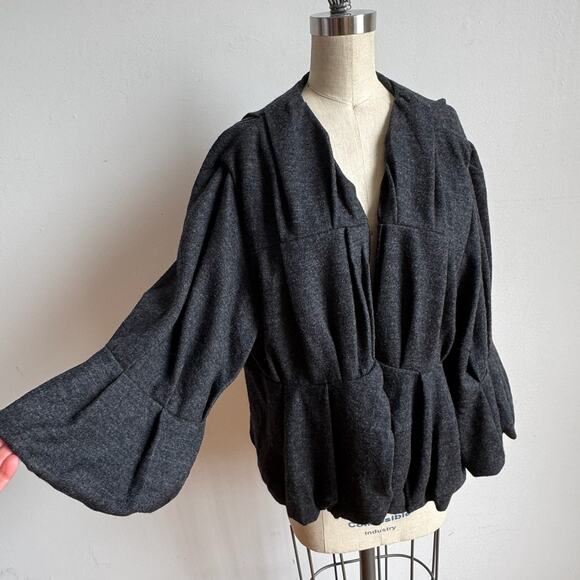 JARBO 100% Wool Ruffled Open Front Cardigan - Picture 5 of 11